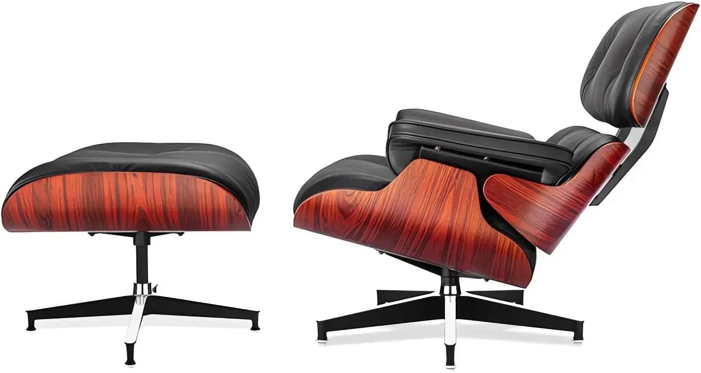 Black Leather Chaise Lounge Chair & Ottoman - Mid Century Modern DesigSPECIFICATIONSBrand Name: MKDKInstallation Method: self-containedOrigin: US(Origin)Hign-concerned Chemical: NoneType: Living Room FurnitureSpecific Use: Chaise LoungShop All I WantShop All I WantBlack Leather