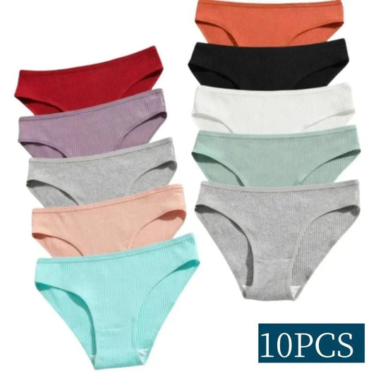 Ladies’ Cotton Briefs Set | 10PCS Low Waist Seamless Panties 🩲Stay comfortable and stylish with this 10pcs set of ladies’ cotton briefs. Designed with a low waist and seamless construction, these breathable bikini panties proviShop All I WantShop All I Want10PCS Low Waist Seamless Panties 🩲