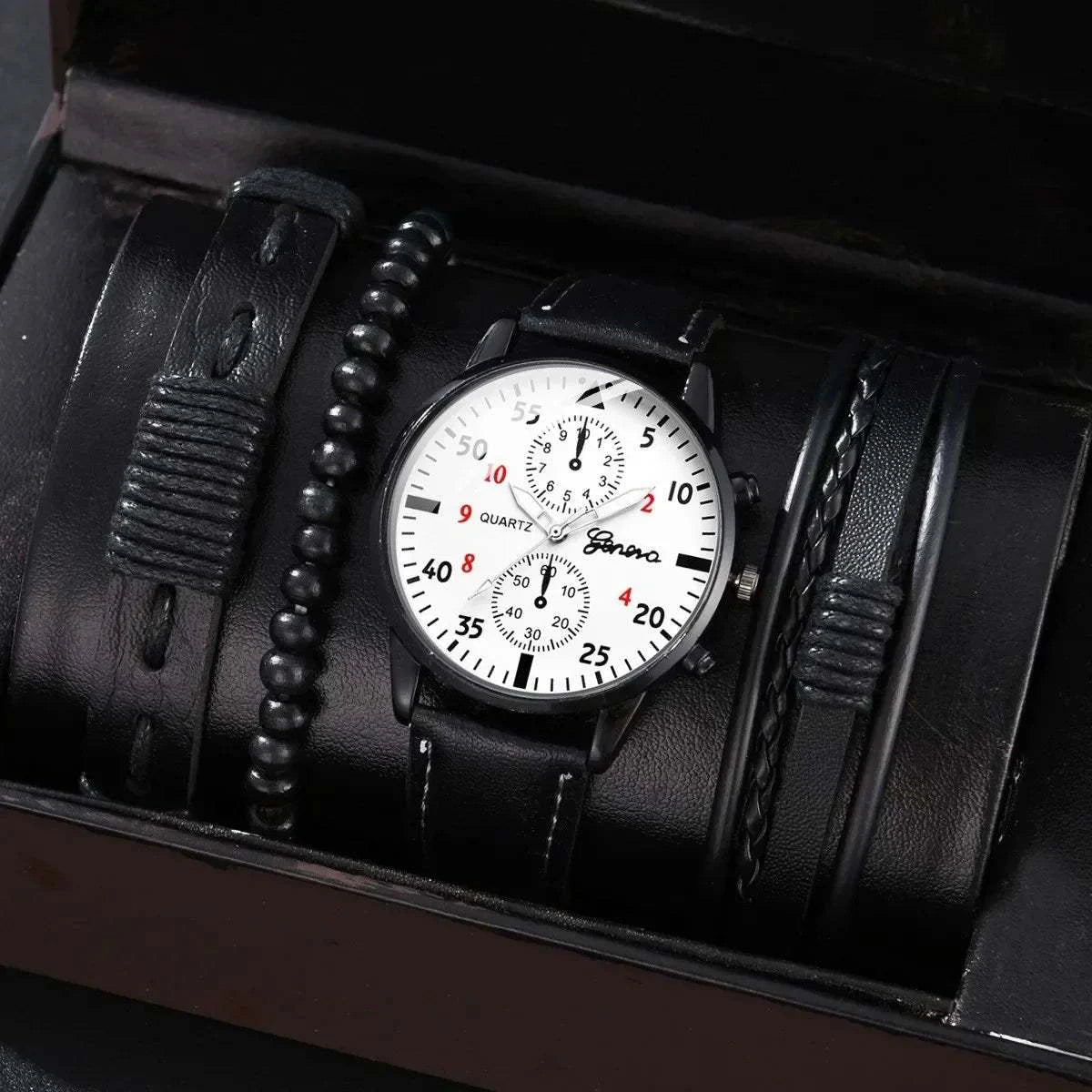 Men's Sports Watches Set | Luxury Quartz Wristwatch with Leather BraceElevate your style with this men's sports watches set, featuring a luxurious quartz wristwatch and a brown leather bracelet. This casual clock watch is perfect for bShop All I WantShop All I WantSports Watches Set