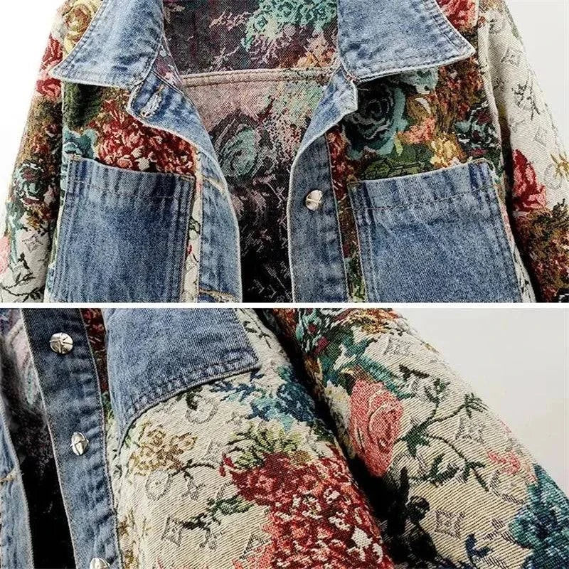 Print Denim Jacket for Women | Splicing Long Sleeve Fashion Coat 🌼Elevate your wardrobe with this print denim jacket for women, perfect for spring and autumn. This stylish short jacket features a unique splicing design with long slShop All I WantShop All I WantSplicing Long Sleeve Fashion Coat 🌼