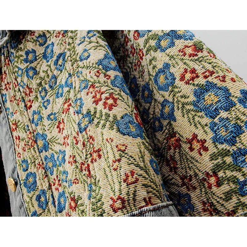 Denim Jacket for Women – Loose Short Cowboy Outerwear for Effortless CThe Jacquard Embroidery Peter Pan Collar Denim Jacket is a stylish and versatile addition to any woman's wardrobe. This loose-fitting, short cowboy outerwear featureShop All I WantShop All I WantWomen – Loose Short Cowboy Outerwear