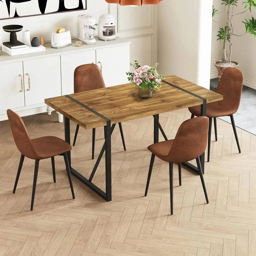 5-Piece Dining Set for 4 π½οΈ | 55β Mid-Century Modern Wooden Table witElevate your dining space with the 5-Piece Dining Set for 4, featuring a 55β Mid-Century Modern Wooden Table paired with fabric chairs. Designed with modern home desShop All I WantShop All I Want5-Piece Dining Set