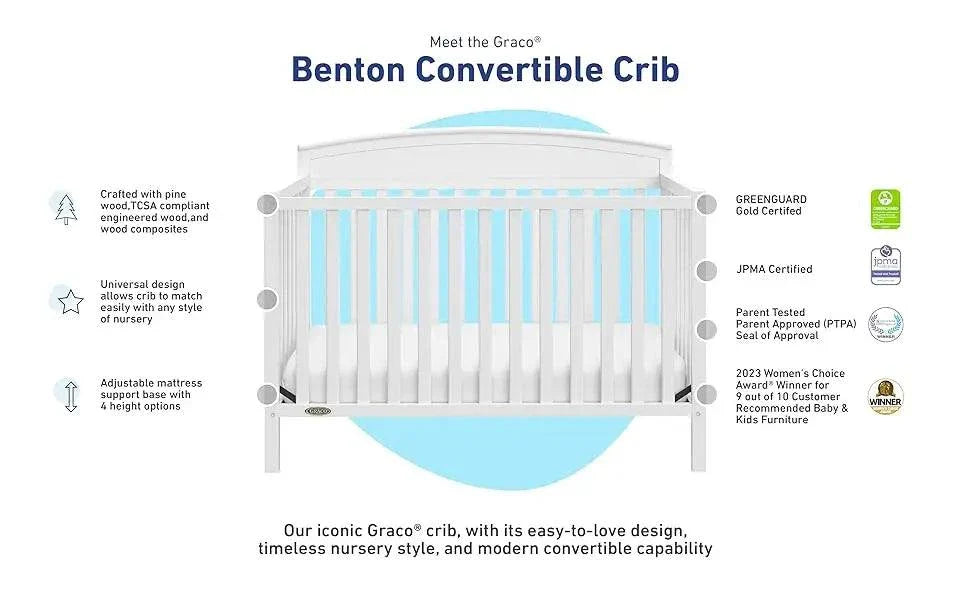 Shop All I Want Benton 5-in-1 Convertible Crib (White), GREENGUARD Gold Certified, ConThe Benton 5-in-1 Convertible Crib is the perfect blend of safety and style for your baby’s nursery. With its GREENGUARD Gold Certification, this crib ensures that yShop All I WantShop All I Want-1 Convertible Crib (White), GREENGUARD Gold Certified, Converts