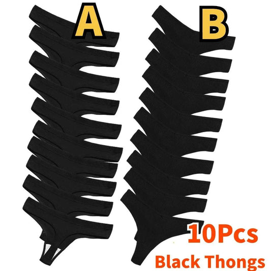 Women’s Plus Size Cotton Thongs | 10Pcs Black Panties (XL-XXL) 👙Indulge in comfort and style with this 10pcs set of women's plus size cotton thongs. Designed for sizes XL and XXL, these black G-strings are made from soft, breathaShop All I WantShop All I WantSize Cotton Thongs
