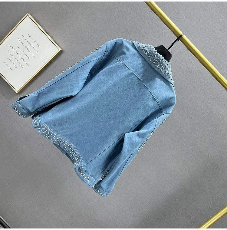 Patchwork Rivet Denim Jacket: Trendy Streetwear for Women! ✨This fashionable outerwear features a unique patchwork design adorned with stylish rivets, making it a standout piece for any casual outfit. With a classic lapel andShop All I WantShop All I WantPatchwork Rivet