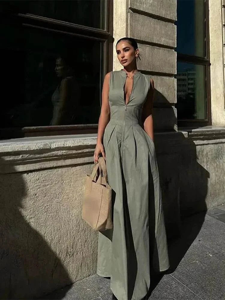 Sleeveless High Waist Maxi DressStep into summer with effortless elegance in the Chic V-Neck Sleeveless Maxi Dress. This stunning ankle-length dress features a flattering A-line silhouette with a VSHOP ALL I WANTShop All I WantSleeveless High Waist Maxi Dress