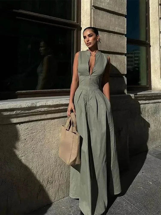 Sleeveless High Waist Maxi DressStep into summer with effortless elegance in the Chic V-Neck Sleeveless Maxi Dress. This stunning ankle-length dress features a flattering A-line silhouette with a VSHOP ALL I WANTShop All I WantSleeveless High Waist Maxi Dress