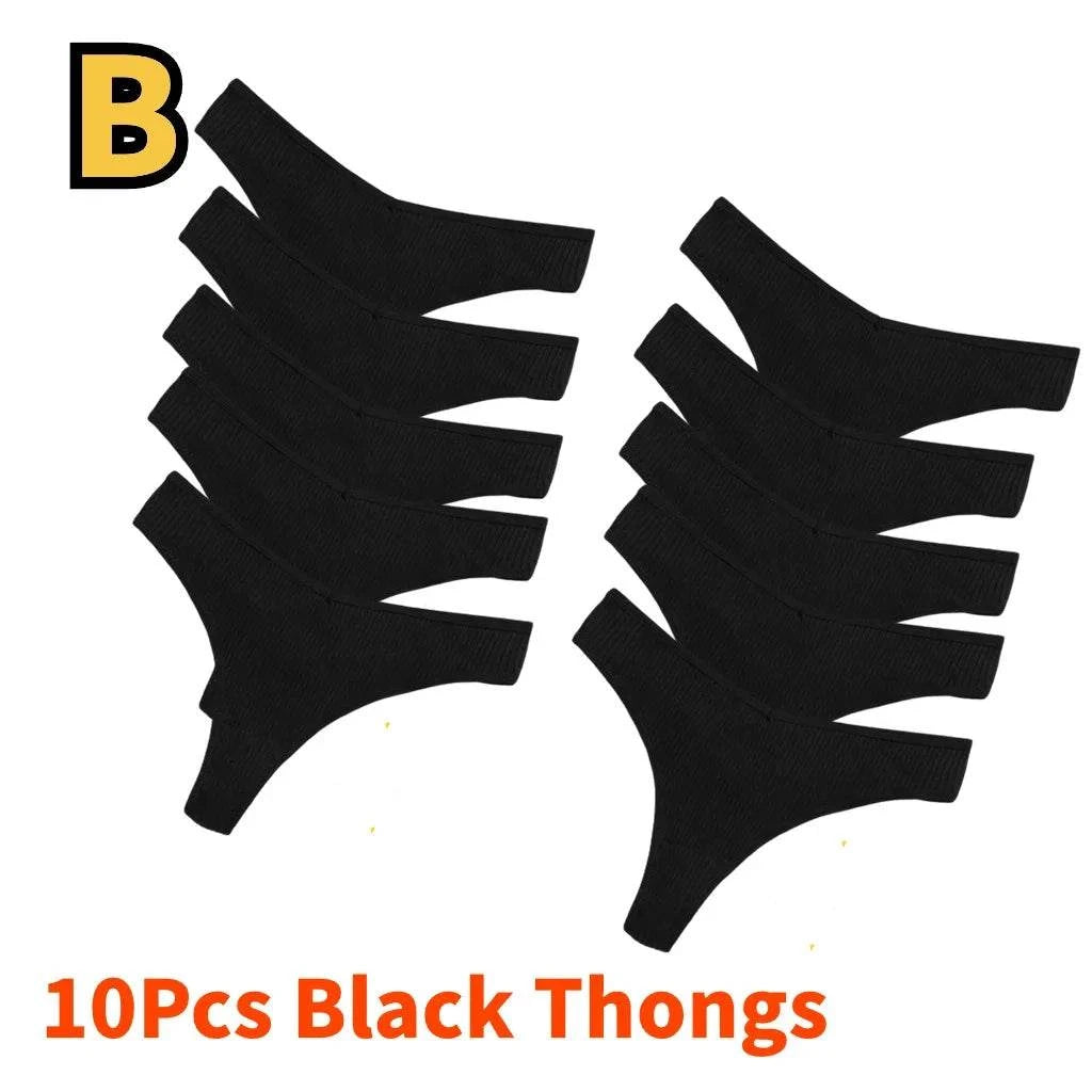 Women’s Plus Size Cotton Thongs | 10Pcs Black Panties (XL-XXL) 👙Indulge in comfort and style with this 10pcs set of women's plus size cotton thongs. Designed for sizes XL and XXL, these black G-strings are made from soft, breathaShop All I WantShop All I WantSize Cotton Thongs