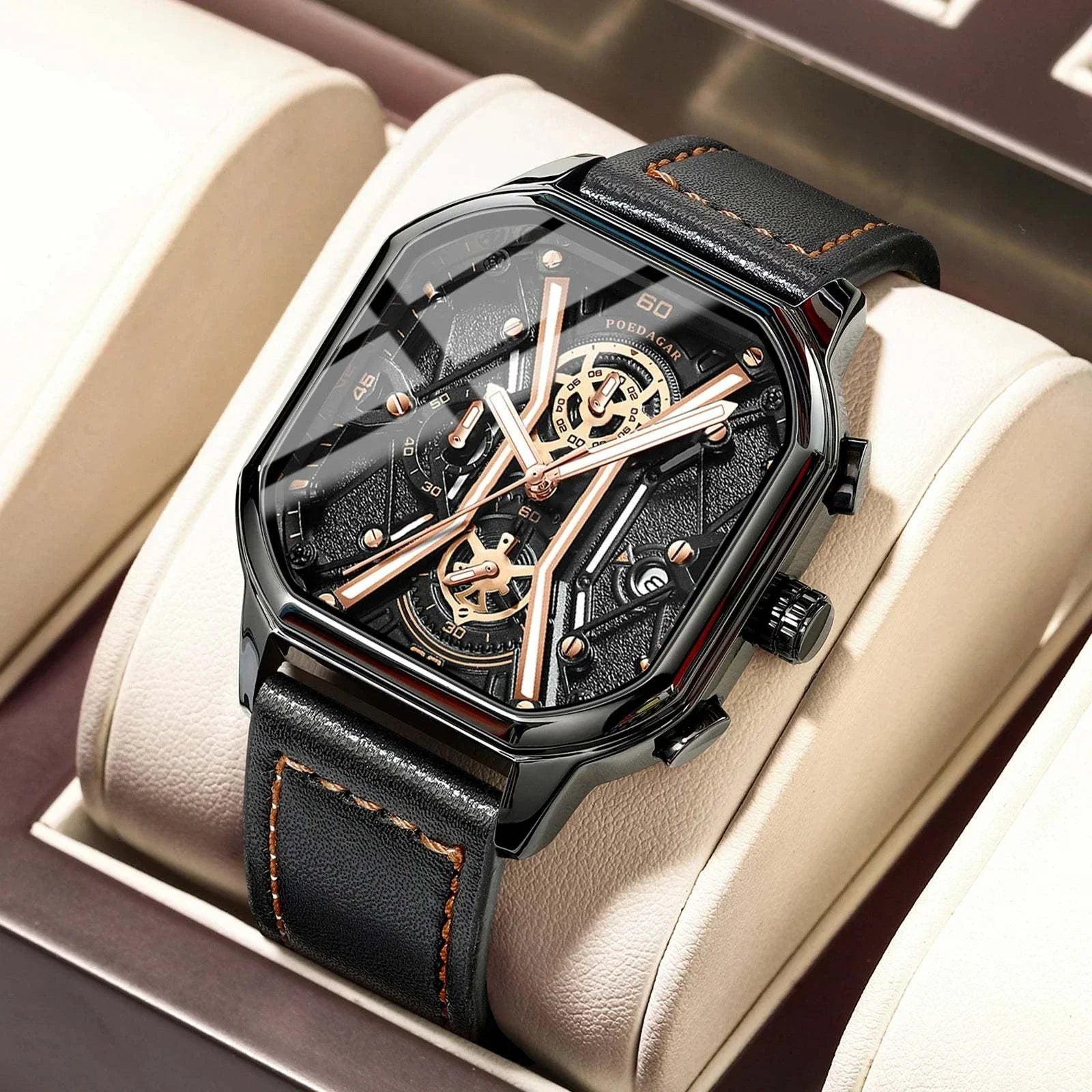 Luxury Watch Shop All I Want Luxury Chronograph, Luminous Waterproof Square Dial, Leather Quartz WaMake a bold statement with the POEDAGAR Fashion Men’s Wristwatch, a luxury timepiece designed for the sophisticated man. This stylish chronograph features a strikingShop All I WantShop All I WantLuxury Chronograph, Luminous Waterproof Square Dial, Leather Quartz Watch ⌚💼