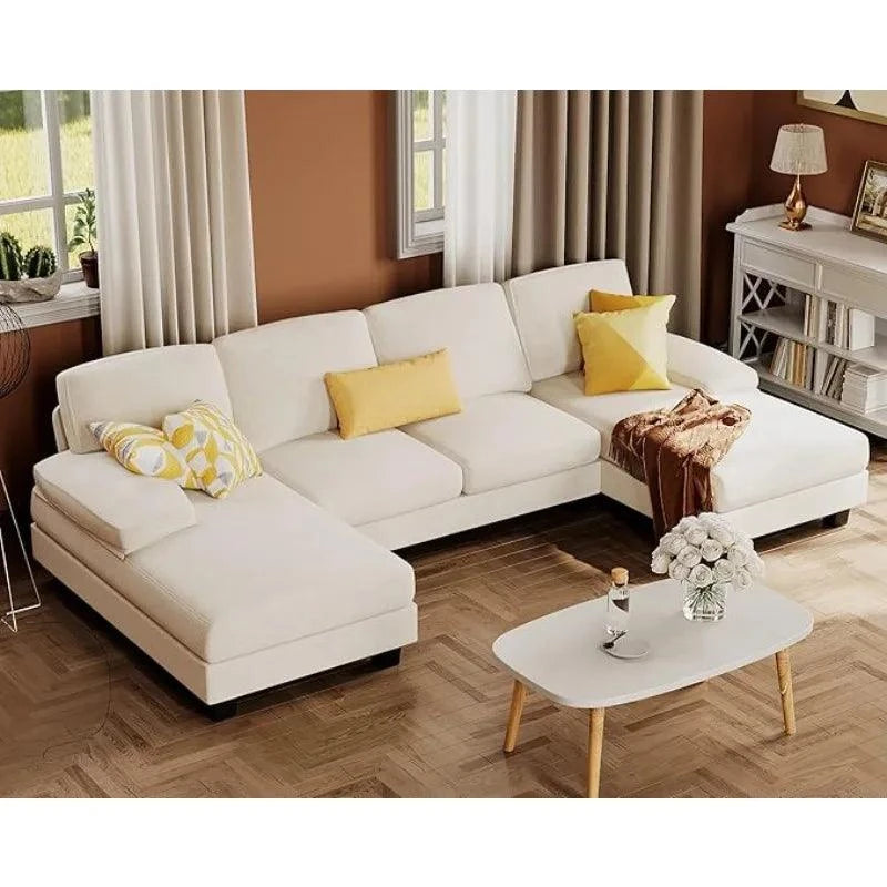 Convertible U-Shaped Sectional Sofa with Double Chaise & Memory Foam -Experience comfort and style with the Convertible U-Shaped Sectional Sofa, designed to elevate your living room. This spacious 4-seat sofa features a double chaise lShop All I WantShop All I Want-Shaped Sectional Sofa