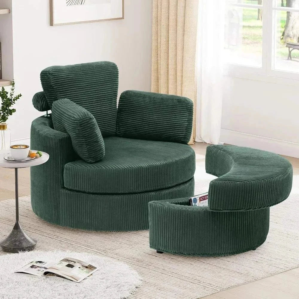 Cozy Round Reading Swivel Accent Chair โ With Ottoman & Pillow ๐๏ธElevate your living space with the Cozy Round Reading Swivel Accent Chair โ With Ottoman & Pillow ๐๏ธ Designed for both comfort and style, this chair features a Shop All I WantShop All I WantCorduroy Swivel Accent Chair โ