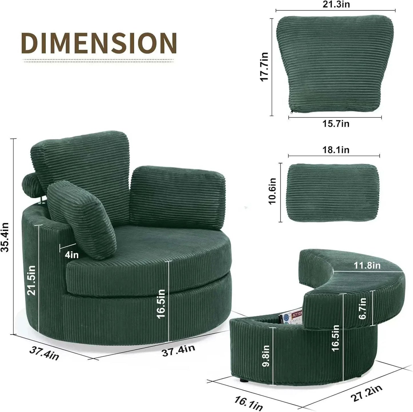 Cozy Round Reading Swivel Accent Chair โ With Ottoman & Pillow ๐๏ธElevate your living space with the Cozy Round Reading Swivel Accent Chair โ With Ottoman & Pillow ๐๏ธ Designed for both comfort and style, this chair features a Shop All I WantShop All I WantCorduroy Swivel Accent Chair โ