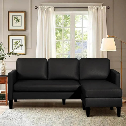Convertible Faux Leather Sectional Sofa with Reversible Chaise - 3-SeaTransform your living space with this stylish Convertible Faux Leather Sectional Sofa, featuring a reversible chaise for versatile comfort and layout. Ideal for smalShop All I WantShop All I WantConvertible Faux Leather Sectional Sofa