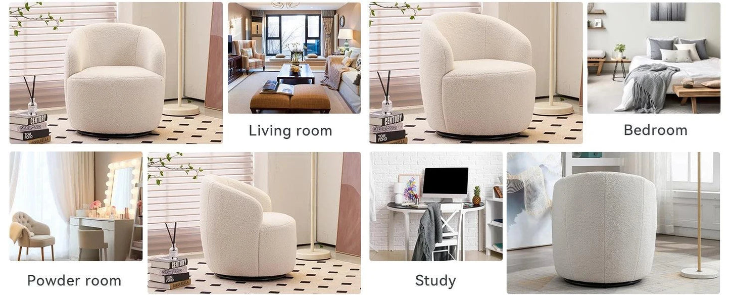 Bouclé Swivel Barrel Chairs – Comfy & Stylish Set of 2 🪑Enhance your sitting room designs with these Bouclé Swivel Barrel Chairs, a perfect duo for modern home design ideas. Featuring a minimalist modern aesthetic, these Shop All I WantShop All I WantBouclé Swivel Barrel Chairs – Comfy & Stylish Set