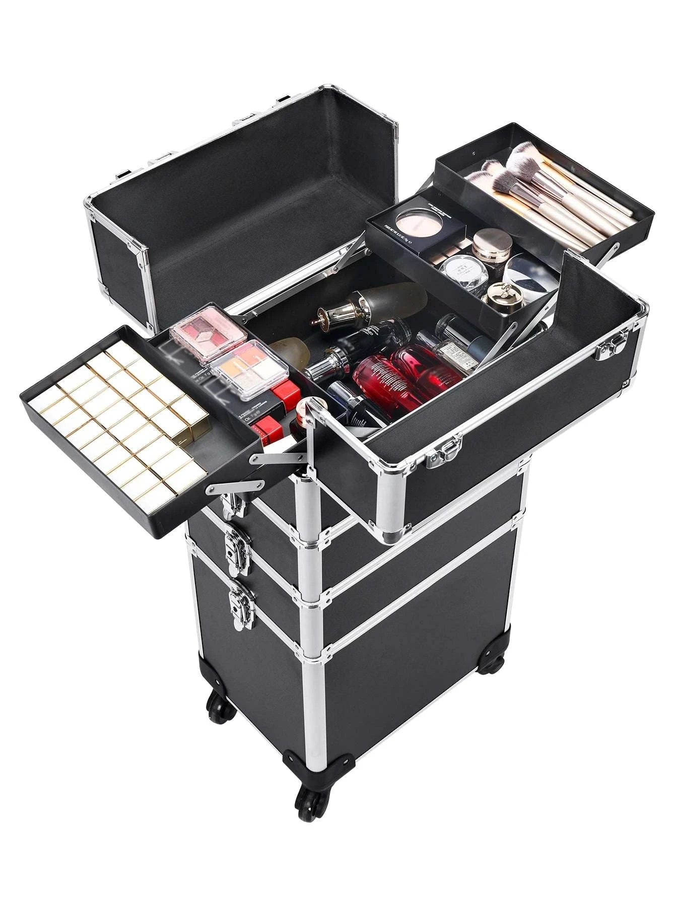 4-in-1 Cosmetic Rolling Trolley on Wheels - Pink Makeup Train Case 💄✨Organize your beauty essentials in style with the 4-in-1 Cosmetic Rolling Trolley on Wheels. Perfect for makeup artists or beauty enthusiasts, this pink makeup trainShop All I WantShop All I Want-1 Cosmetic Rolling Trolley