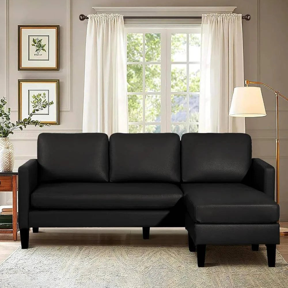 Convertible Faux Leather Sectional Sofa with Reversible Chaise - 3-SeaTransform your living space with this stylish Convertible Faux Leather Sectional Sofa, featuring a reversible chaise for versatile comfort and layout. Ideal for smalShop All I WantShop All I WantConvertible Faux Leather Sectional Sofa
