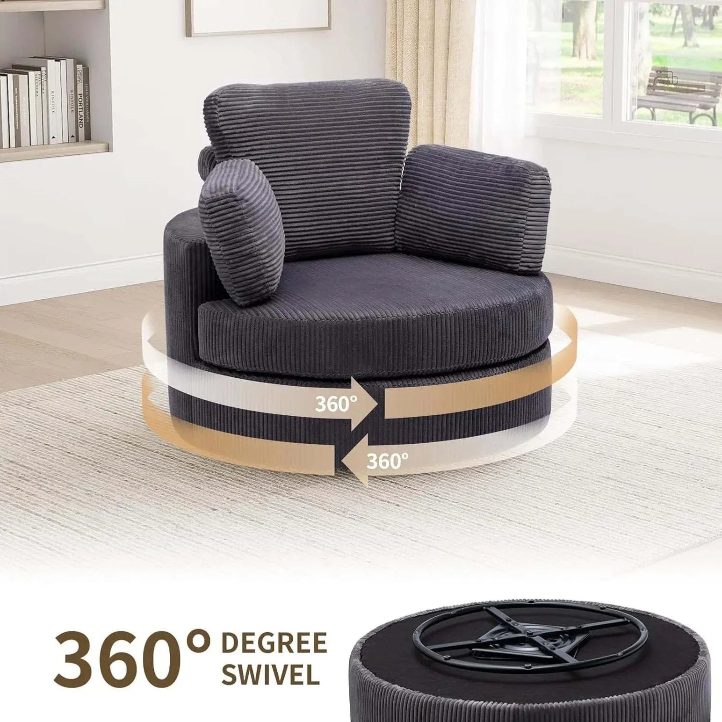Cozy Round Reading Swivel Accent Chair โ With Ottoman & Pillow ๐๏ธElevate your living space with the Cozy Round Reading Swivel Accent Chair โ With Ottoman & Pillow ๐๏ธ Designed for both comfort and style, this chair features a Shop All I WantShop All I WantCorduroy Swivel Accent Chair โ