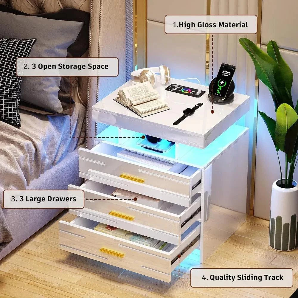 Auto LED Nightstand, Modern Bedside Table with 24 Color Lights & 3 DraAdd a modern touch to your bedroom with this sleek Auto LED Nightstand. Featuring 24 color-changing LED lights, this bedside table creates the perfect ambiance for aShop All I WantShop All I WantAuto LED Nightstand, Modern Bedside Table