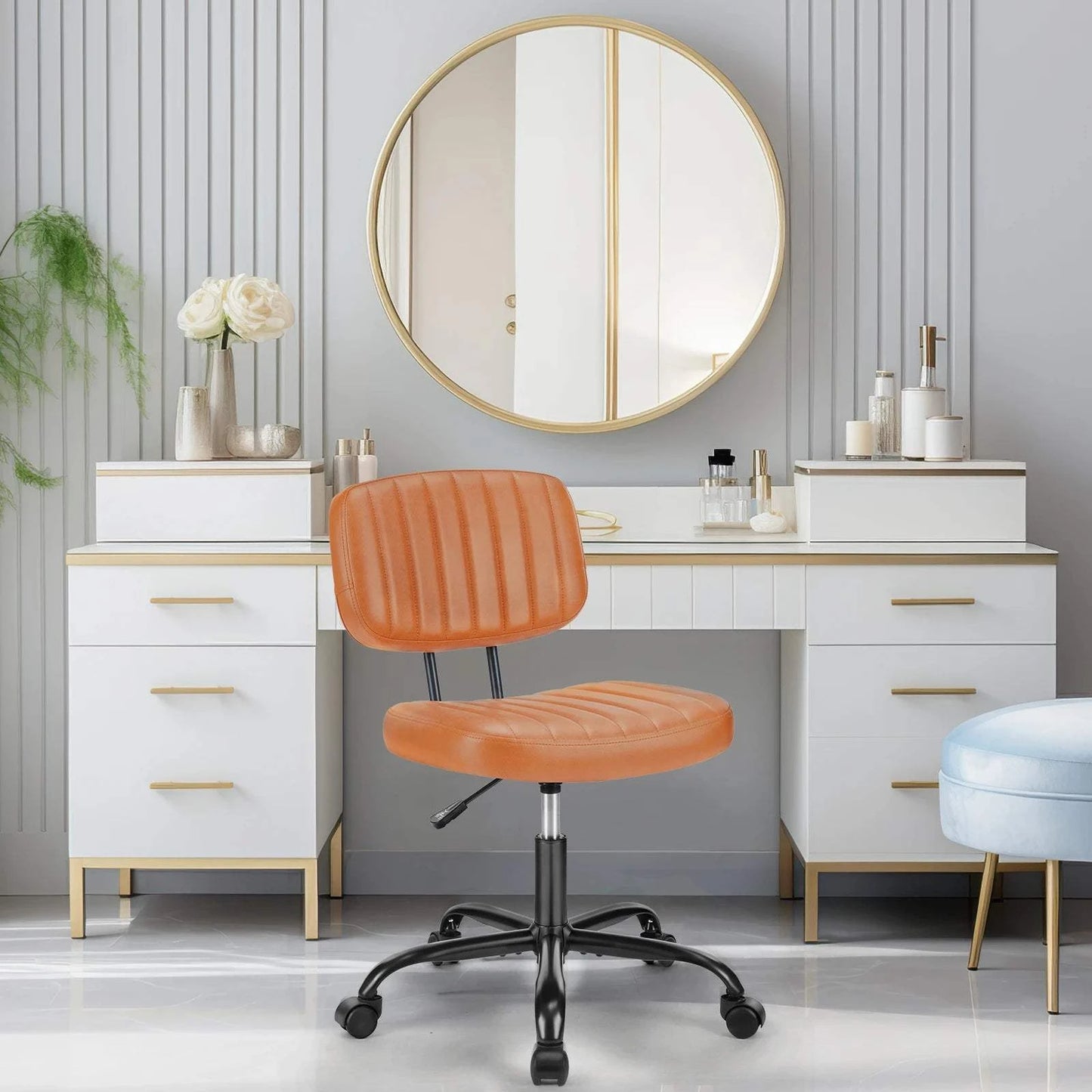 Armless Office Desk ChairElevate your workspace with this sleek, modern armless office desk chair. Crafted from genuine leather, it offers both style and comfort for long hours of productiviShop All I WantShop All I WantArmless Office Desk Chair