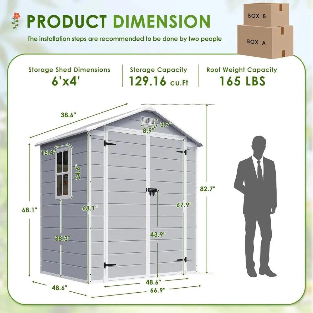 6x4 FT Outdoor Resin Storage Shed 🏡Maximize your outdoor space with this 6x4 FT Outdoor Resin Storage Shed 🏡, designed to keep your garden tools, outdoor furniture, or equipment organized and safe. TShop All I WantShop All I Want6x4 FT Outdoor Resin Storage Shed 🏡