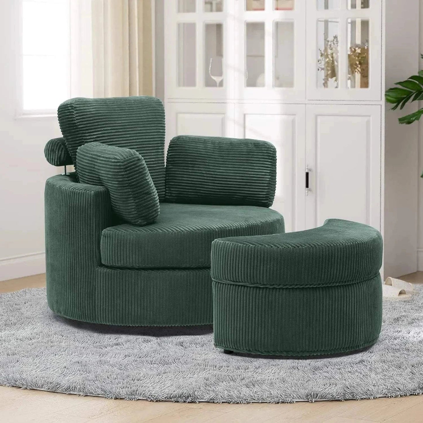 Cozy Round Reading Swivel Accent Chair โ With Ottoman & Pillow ๐๏ธElevate your living space with the Cozy Round Reading Swivel Accent Chair โ With Ottoman & Pillow ๐๏ธ Designed for both comfort and style, this chair features a Shop All I WantShop All I WantCorduroy Swivel Accent Chair โ