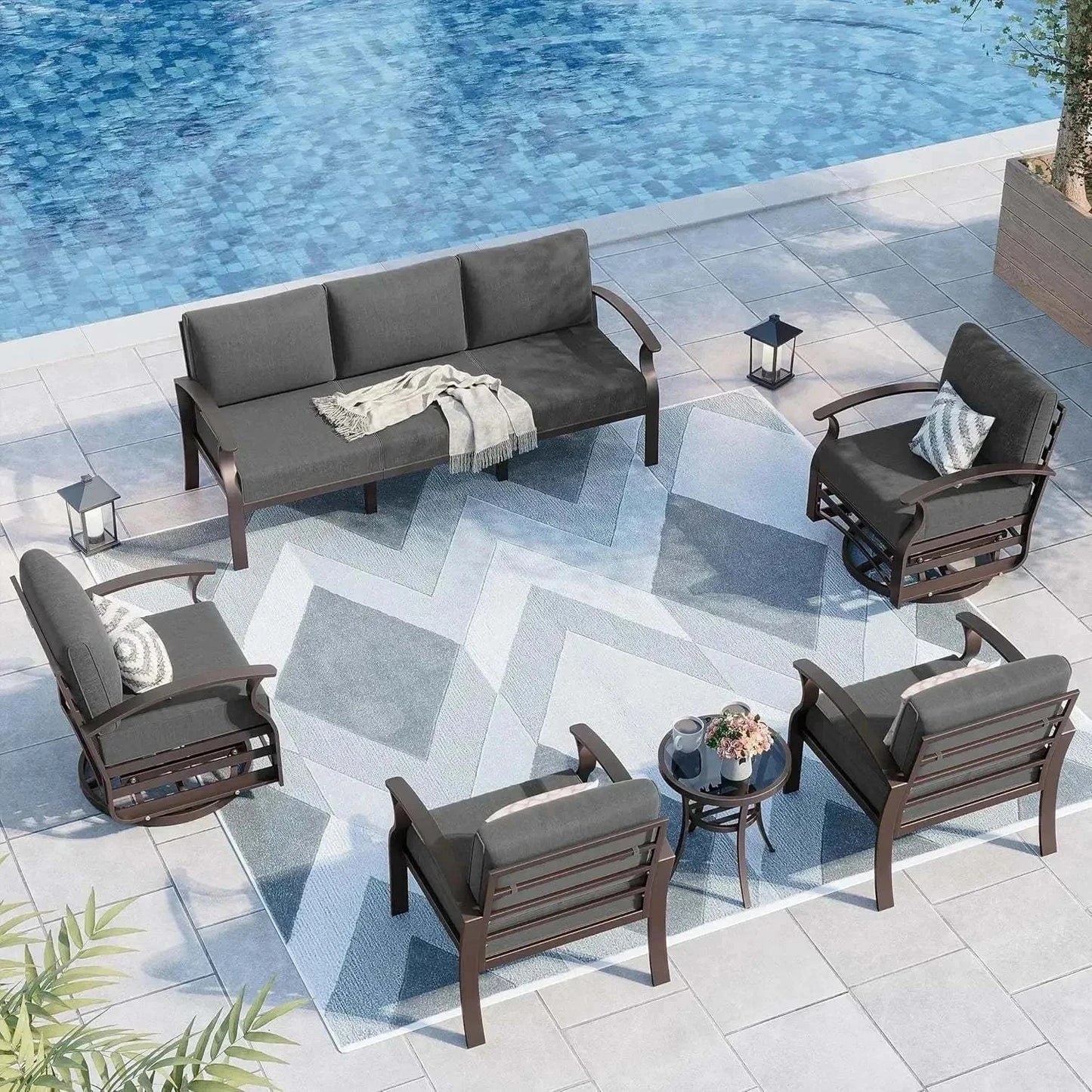 Shop All I Want 7-Piece Aluminum Patio Furniture Set, Modern Outdoor Sectional Sofa & Transform your outdoor space with the 7-Piece Aluminum Patio Furniture Set, Modern Outdoor Sectional Sofa & Swivel Chairs 🌞. This minimalist modern garden set iShop All I WantShop All I Want7-Piece Aluminum Patio Furniture Set, Modern Outdoor Sectional Sofa & Swivel Chairs 🌞