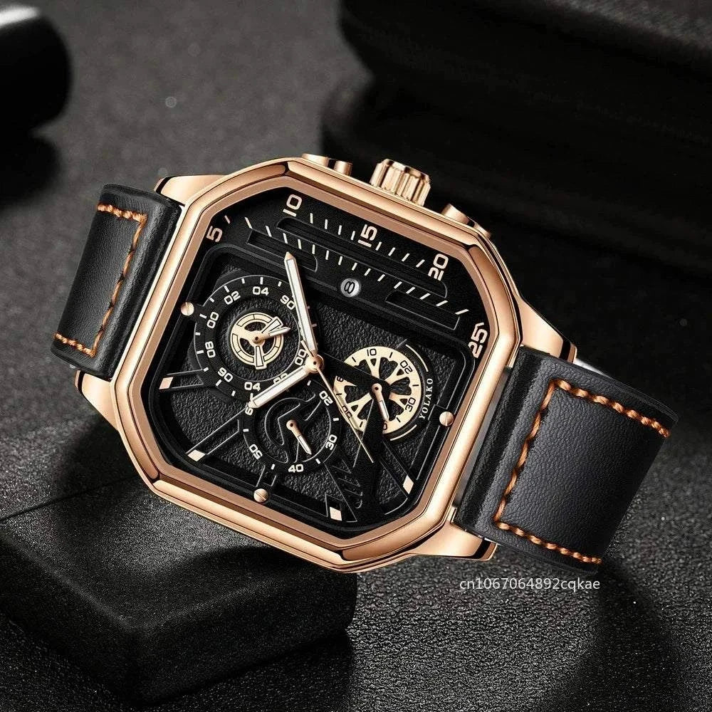 Shop All I Want Men’s Quartz Watch – Alloy Dial Business Watch with PU Leather Strap &Make a bold statement with the Men’s Quartz Watch, designed for the modern man who values style and functionality. Featuring a striking alloy dial and a big square dShop All I WantShop All I WantPU Leather Strap & Big Square Sports Design ⌚⚡