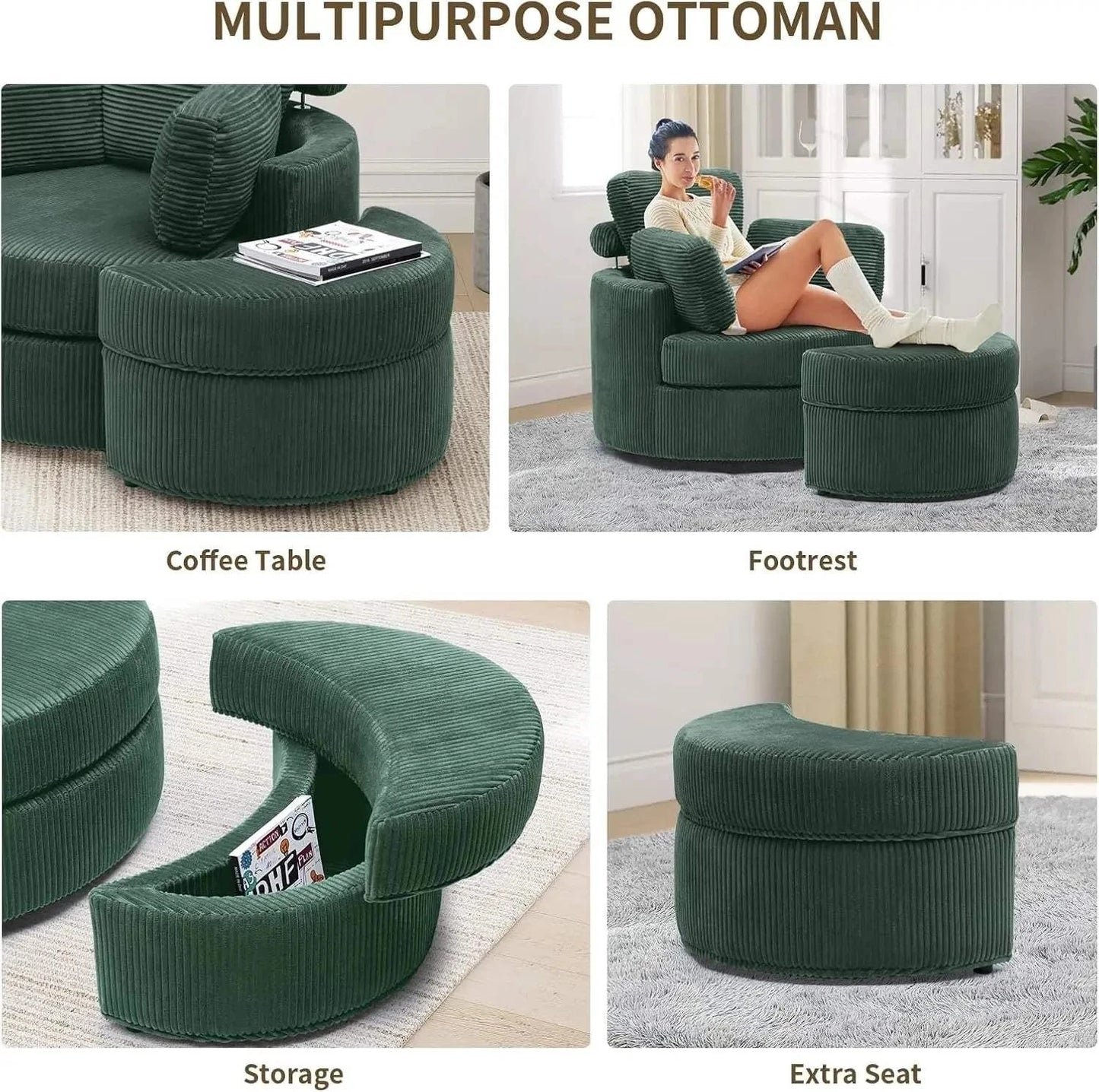 Cozy Round Reading Swivel Accent Chair โ With Ottoman & Pillow ๐๏ธElevate your living space with the Cozy Round Reading Swivel Accent Chair โ With Ottoman & Pillow ๐๏ธ Designed for both comfort and style, this chair features a Shop All I WantShop All I WantCorduroy Swivel Accent Chair โ