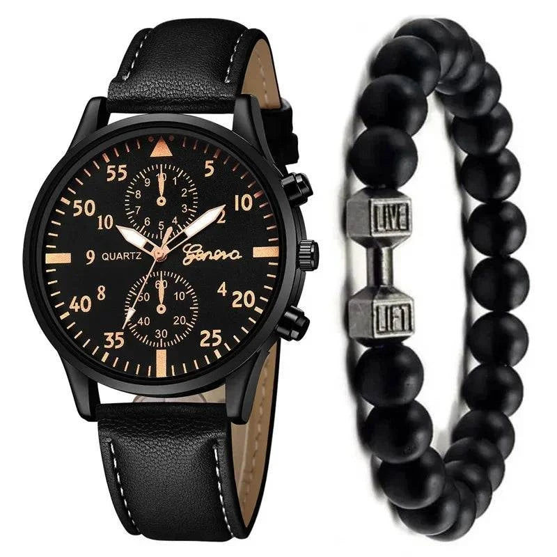 Men's Sports Watches Set | Luxury Quartz Wristwatch with Leather BraceElevate your style with this men's sports watches set, featuring a luxurious quartz wristwatch and a brown leather bracelet. This casual clock watch is perfect for bShop All I WantShop All I WantSports Watches Set
