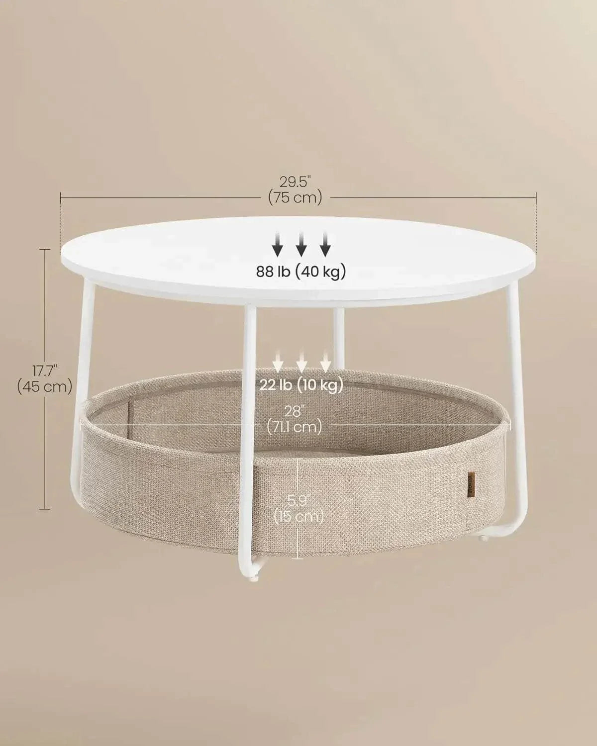 Shop All I Want Coffee Table with Storage 🛋️ | Round Center Table with Fabric Basket,Elevate your living space with this Coffee Table with Storage. Featuring a round design, it seamlessly blends with modern decor while offering practical storage. TheShop All I WantShop All I WantCoffee Table with Storage