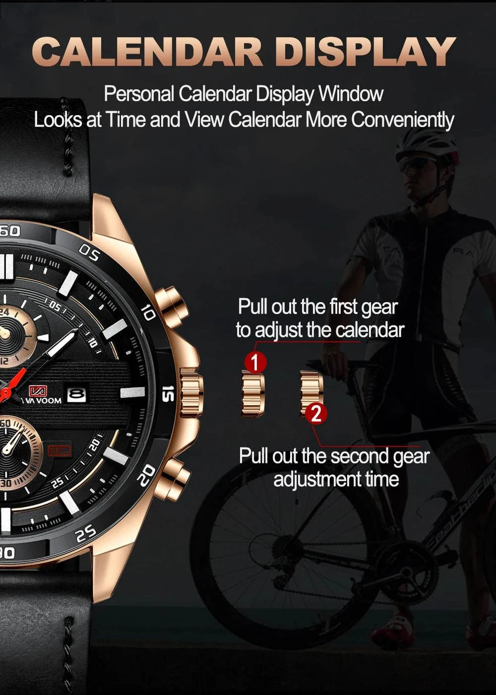 Men’s Sports Style Watch – 46mm Large Leather Racing Quartz Watch withThe Men’s Sports Style Watch is designed for the modern man who values both performance and style. This 46mm large watch features a striking black and rose gold coloShop All I WantShop All I WantSports Style Watch – 46mm Large Leather Racing Quartz Watch
