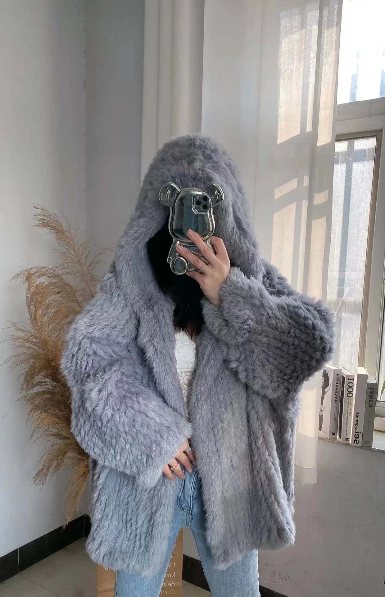 Real Rabbit Fur Coat -Miami stylish warmth 🌴Embrace winter in style with the AnnSirGra Real Rabbit Fur Coat. Featuring 100% genuine rabbit fur with a chic flare sleeve and hood, this coat combines warmth with SHOP ALL I WANTShop All I WantReal Rabbit Fur Coat
