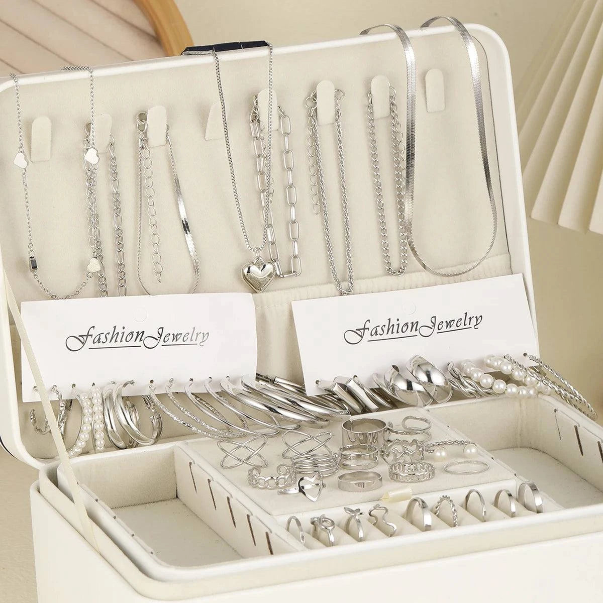 54 Pcs Vintage Pearl Jewelry Set | Elegant Earrings, Rings, Necklaces Elevate your accessory collection with this stunning 54 pcs vintage pearl jewelry set. This elegant assortment includes earrings, rings, heart pendant necklaces, andShop All I WantShop All I Want54 Pcs Vintage Pearl Jewelry Set
