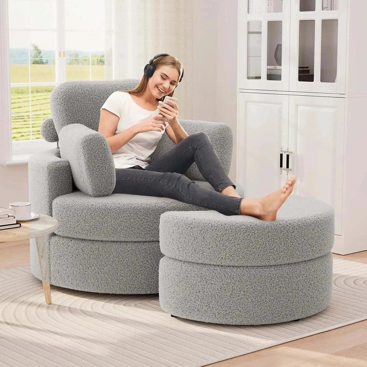 Cozy Round Reading Swivel Accent Chair โ With Ottoman & Pillow ๐๏ธElevate your living space with the Cozy Round Reading Swivel Accent Chair โ With Ottoman & Pillow ๐๏ธ Designed for both comfort and style, this chair features a Shop All I WantShop All I WantCorduroy Swivel Accent Chair โ