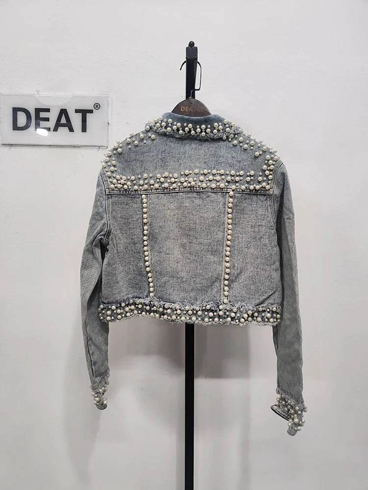 Women's Denim Coat Full Pearls & Beaded Crystal Long Sleeve Jacket 💎Shine in style with our women's denim coat adorned with stunning pearls and intricate beaded crystal embellishments. This long-sleeve jacket blends classic denim witShop All I WantShop All I WantDenim Coat Full Pearls & Beaded Crystal Long Sleeve Jacket 💎