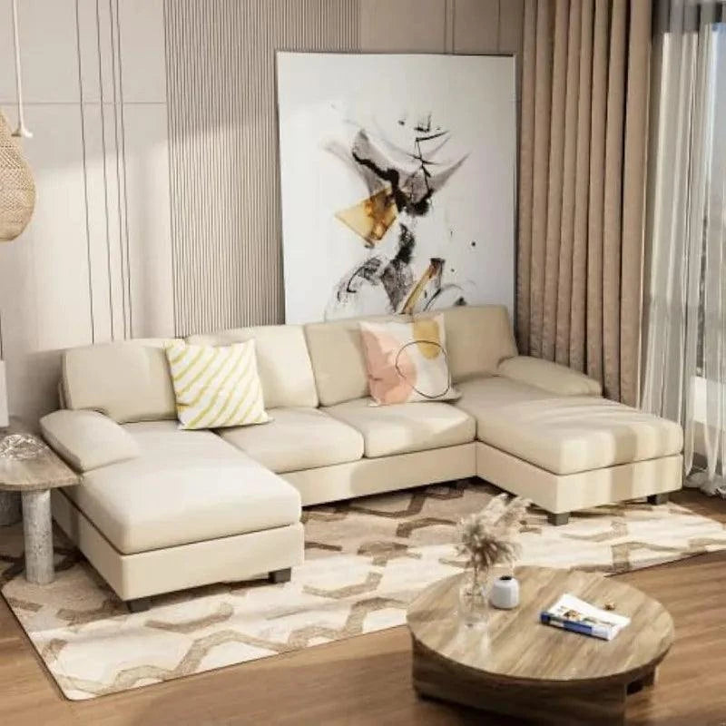 Convertible U-Shaped Sectional Sofa with Double Chaise & Memory Foam -Experience comfort and style with the Convertible U-Shaped Sectional Sofa, designed to elevate your living room. This spacious 4-seat sofa features a double chaise lShop All I WantShop All I Want-Shaped Sectional Sofa