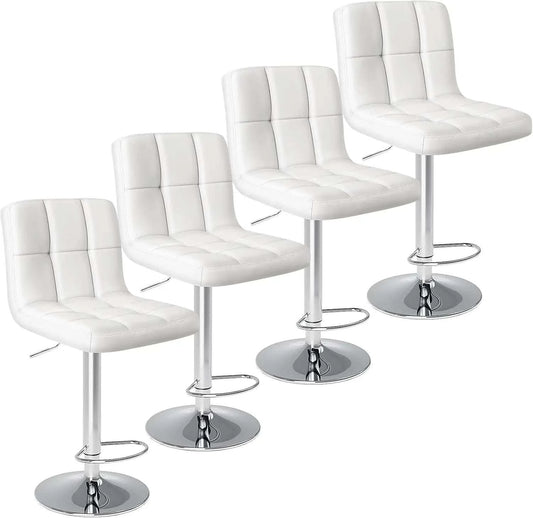 Bar Stools Set of 4, 24-inch Counter Height, PU Leather Saddle UpholstElevate your dining or kitchen space with this sleek set of four bar stools. Designed for comfort and style, the 24-inch counter height stools feature a PU leather sShop All I WantShop All I WantBar Stools Set