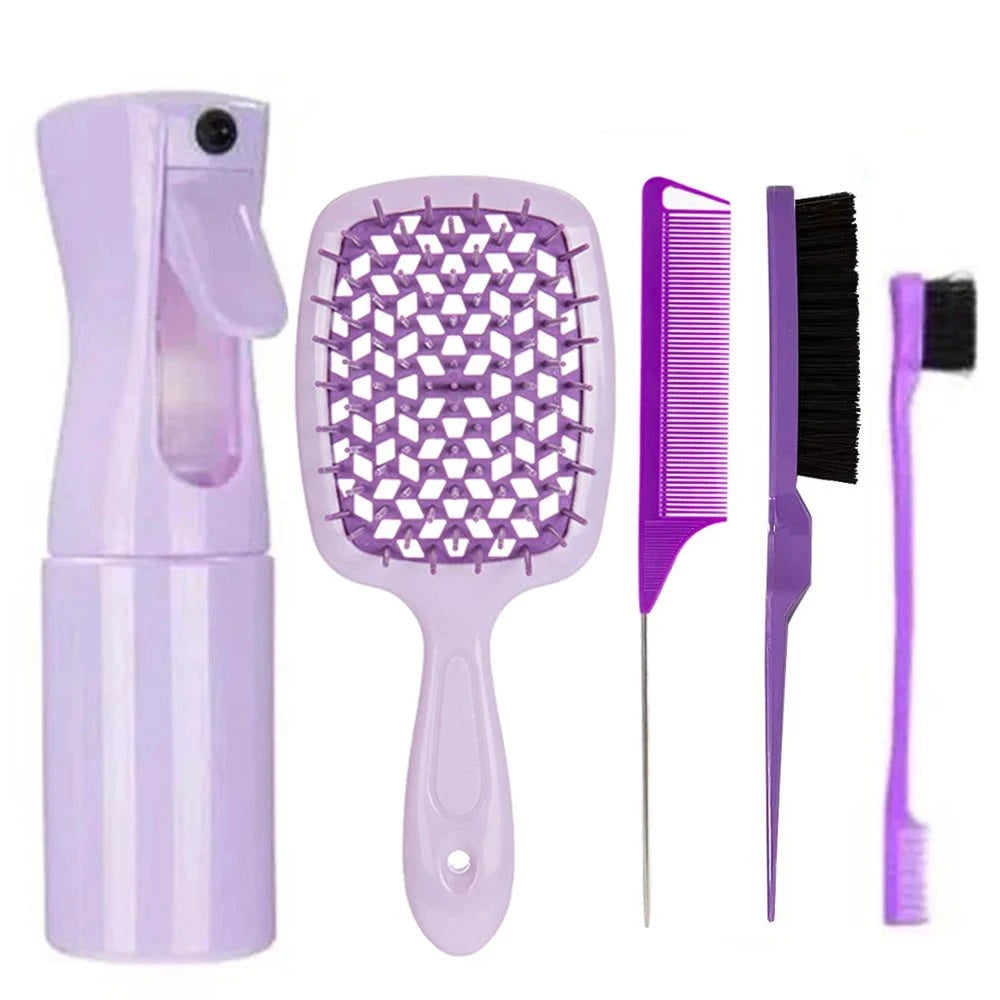 ๐โโ๏ธ 5pcs Detangling Hair Brush Set โ Curved Rat Tail Comb & Edge BruTame and style your curls with the 5pcs Detangling Hair Brush Set. This comprehensive set includes a curved rat tail comb and edge brush, designed to effortlessly deShop All I WantShop All I Want5pcs Detangling Hair Brush Set
