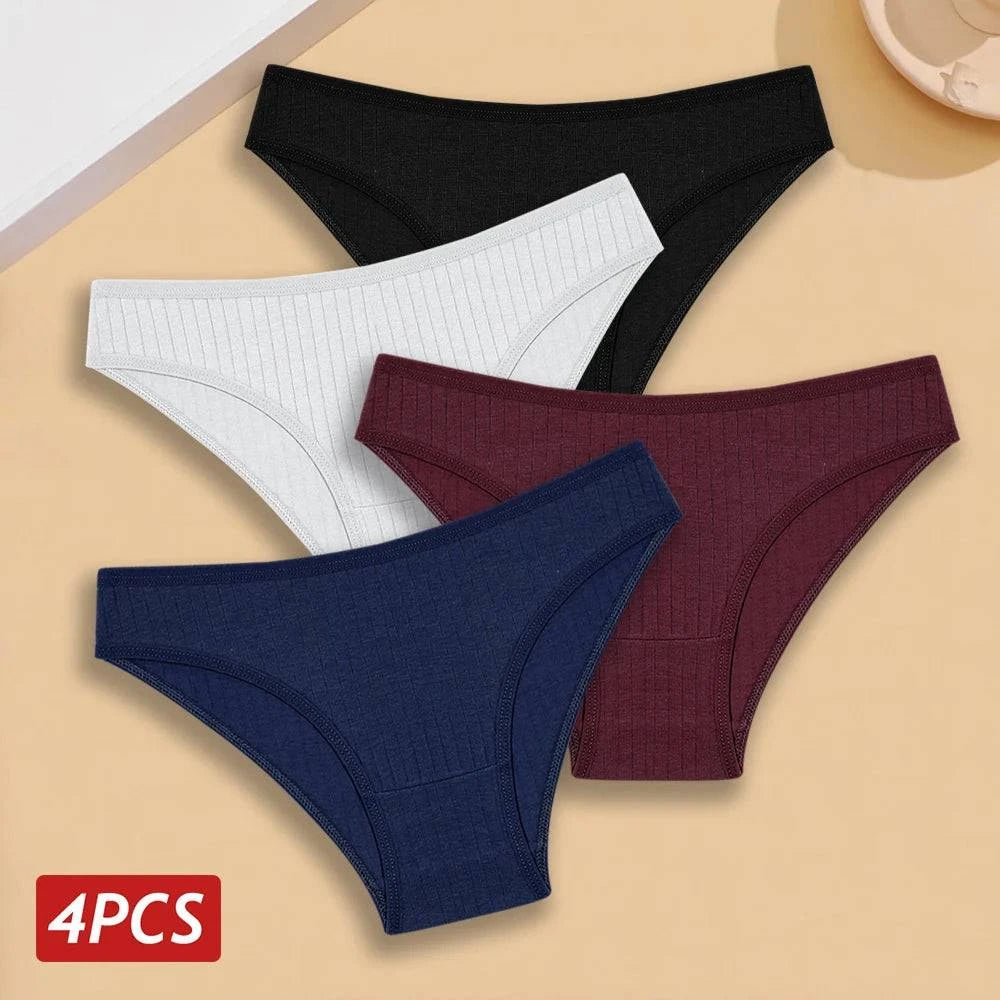 4PCS Cotton Panties Set | Sexy Low Rise Ribbed Underwear for Women 🌸Refresh your lingerie drawer with this 4PCS/set of cotton panties for women. These sexy low rise briefs feature a ribbed design, offering both style and comfort. MadShop All I WantShop All I WantSexy Low Rise Ribbed Underwear