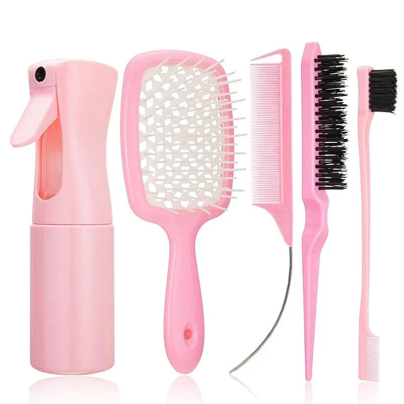 ๐โโ๏ธ 5pcs Detangling Hair Brush Set โ Curved Rat Tail Comb & Edge BruTame and style your curls with the 5pcs Detangling Hair Brush Set. This comprehensive set includes a curved rat tail comb and edge brush, designed to effortlessly deShop All I WantShop All I Want5pcs Detangling Hair Brush Set