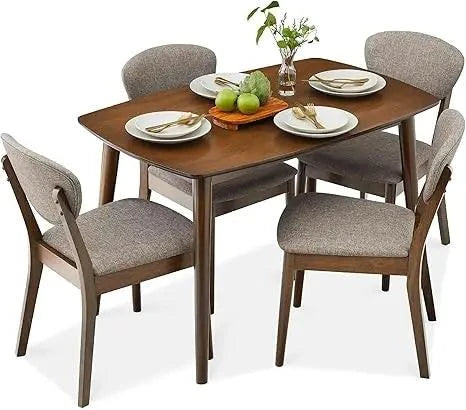 5-Piece Dining Set 🍽️ | Compact Mid-Century Table with 4 Chairs, LighTransform your dining area with the 5-Piece Dining Set 🍽️, featuring a compact Mid-Century table paired with 4 stylish chairs in light gray and walnut finishes. ThiShop All I WantShop All I Want5-Piece Dining Set 🍽️
