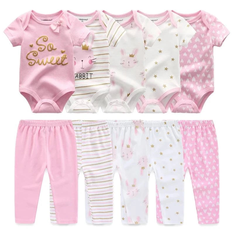 Baby Girl Clothing Set – 5-Piece Cartoon Cotton Bodysuits & Pants, ShoDress your little one in cuteness and comfort with this 5-piece Baby Girl Clothing Set. Featuring adorable cartoon designs, these cotton bodysuits and pants are perfShop All I WantShop All I WantBaby Girl Clothing Set