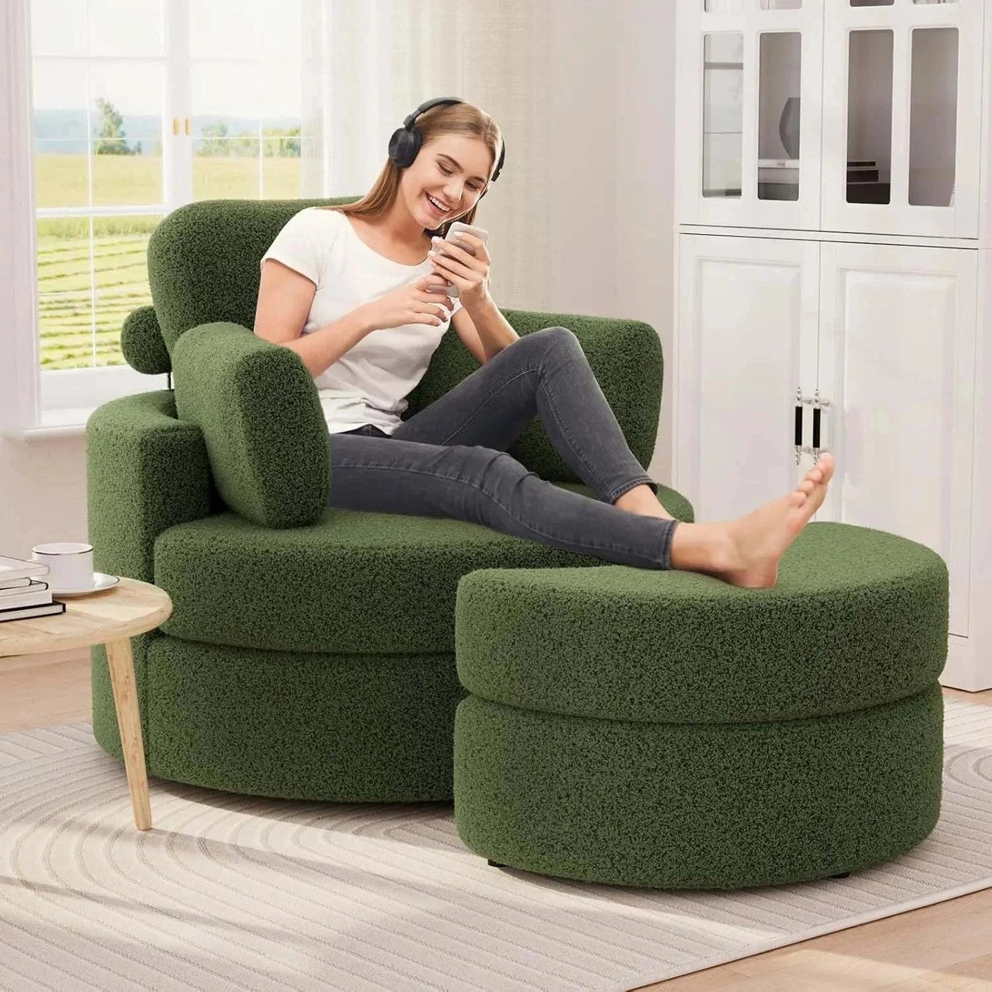 Cozy Round Reading Swivel Accent Chair โ With Ottoman & Pillow ๐๏ธElevate your living space with the Cozy Round Reading Swivel Accent Chair โ With Ottoman & Pillow ๐๏ธ Designed for both comfort and style, this chair features a Shop All I WantShop All I WantCorduroy Swivel Accent Chair โ