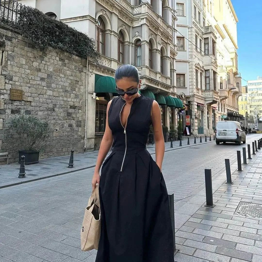 Sleeveless High Waist Maxi DressStep into summer with effortless elegance in the Chic V-Neck Sleeveless Maxi Dress. This stunning ankle-length dress features a flattering A-line silhouette with a VSHOP ALL I WANTShop All I WantSleeveless High Waist Maxi Dress