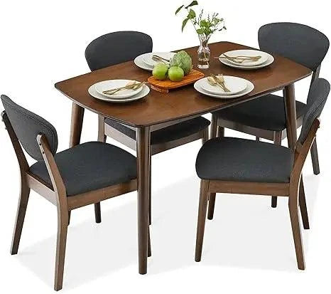 5-Piece Dining Set 🍽️ | Compact Mid-Century Table with 4 Chairs, LighTransform your dining area with the 5-Piece Dining Set 🍽️, featuring a compact Mid-Century table paired with 4 stylish chairs in light gray and walnut finishes. ThiShop All I WantShop All I Want5-Piece Dining Set 🍽️