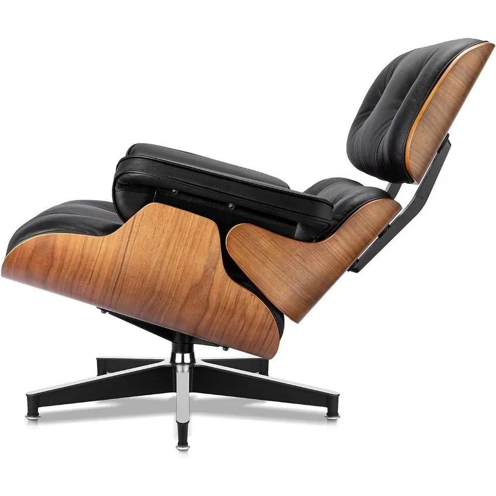 Black Leather Chaise Lounge Chair & Ottoman - Mid Century Modern DesigSPECIFICATIONSBrand Name: MKDKInstallation Method: self-containedOrigin: US(Origin)Hign-concerned Chemical: NoneType: Living Room FurnitureSpecific Use: Chaise LoungShop All I WantShop All I WantBlack Leather