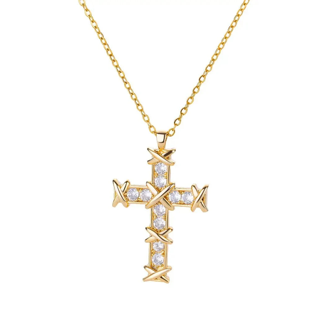 Gold-Plated Zircon Cross Necklace ๐โ๏ธSHOP ALL I WANTShop All I WantGold-Plated Zircon Cross Necklace