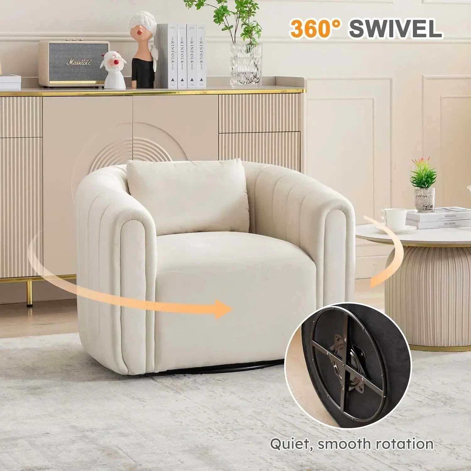 Beige Velvet Swivel Chairs: Comfort! 🪑Upgrade your living room with these Beige Velvet Swivel Chairs, combining comfort and elegance in one stylish package. With ergonomic design, arm rests, and a slat bShop All I WantShop All I WantBeige Velvet