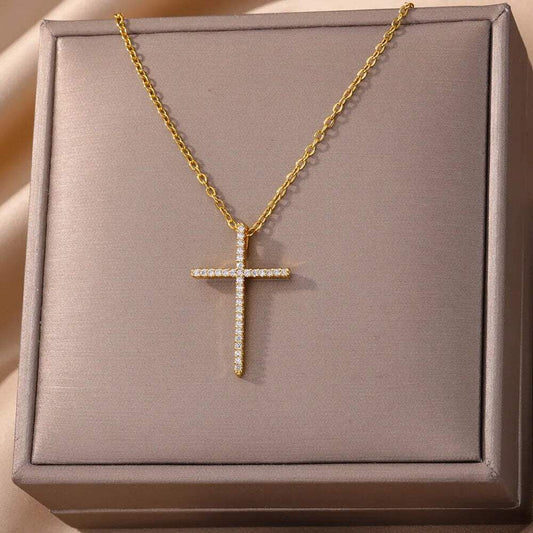Gold-Plated Zircon Cross Necklace 🌟✝️SHOP ALL I WANTShop All I WantGold-Plated Zircon Cross Necklace