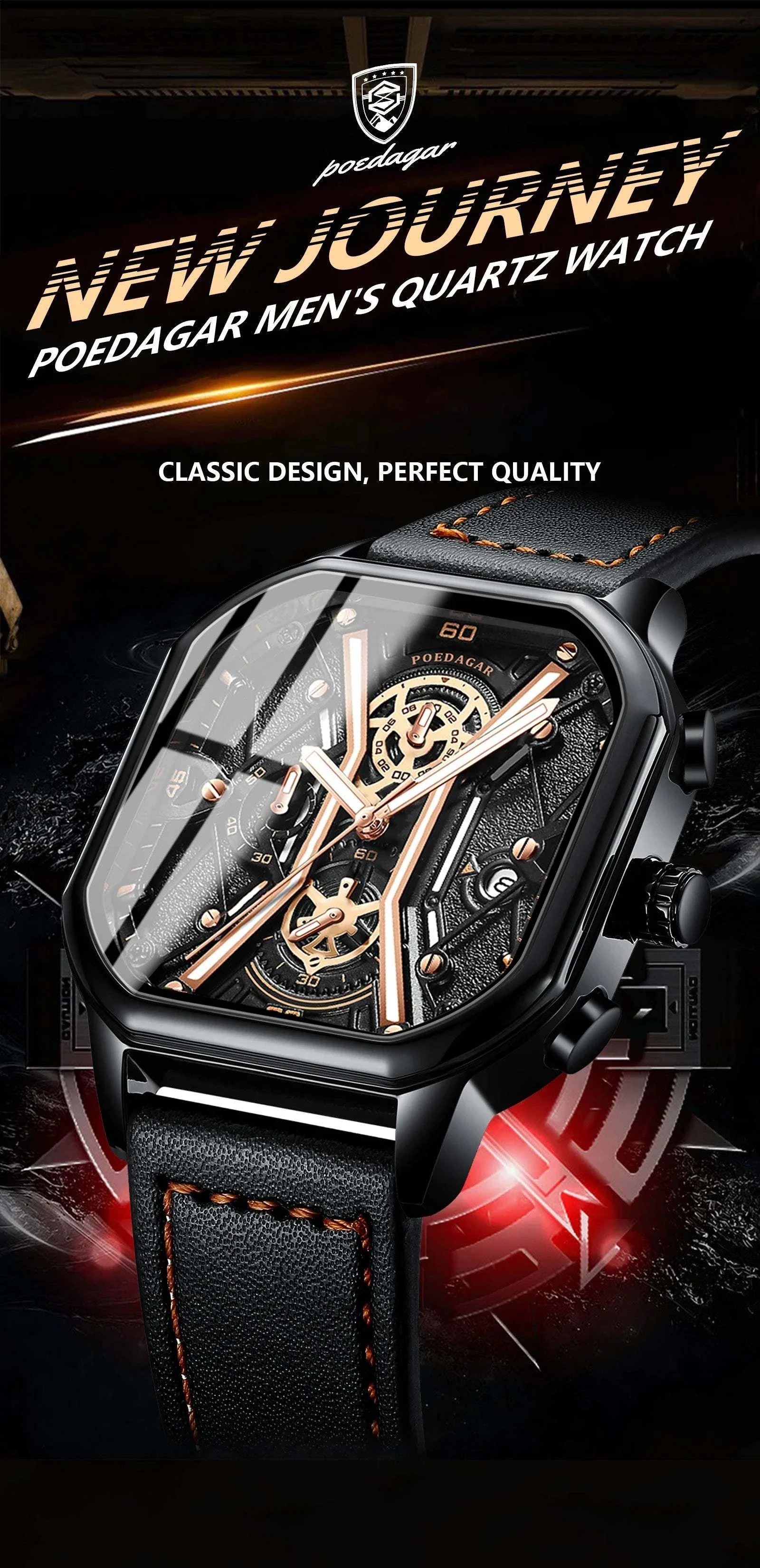 Shop All I Want Luxury Chronograph, Luminous Waterproof Square Dial, Leather Quartz WaMake a bold statement with the POEDAGAR Fashion Men’s Wristwatch, a luxury timepiece designed for the sophisticated man. This stylish chronograph features a strikingShop All I WantShop All I WantLuxury Chronograph, Luminous Waterproof Square Dial, Leather Quartz Watch ⌚💼